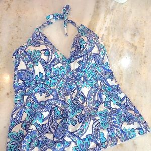 Venus halter tankini top. Size 12. Teal purple paisley. Great condition. Bikini